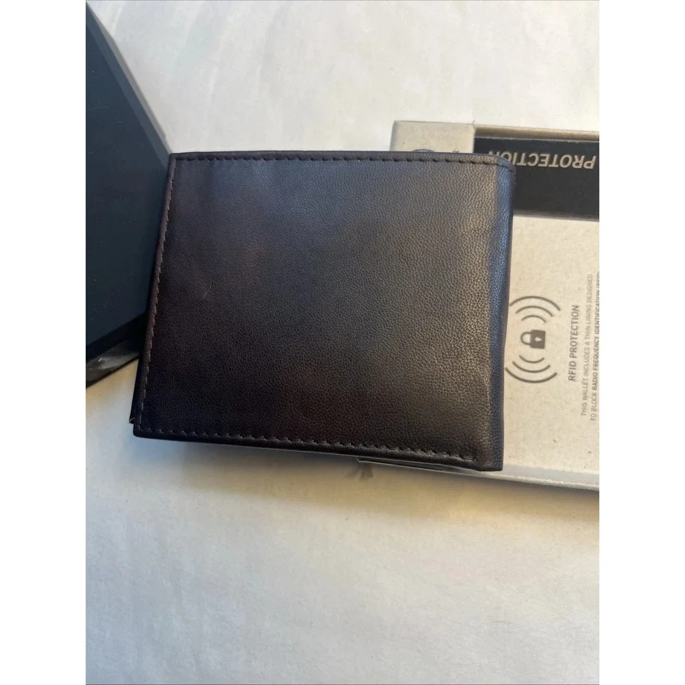 Kenneth Cole Reaction Quiet Luxury Slimfold Wallet Mens Brown RFID MinimalistNew